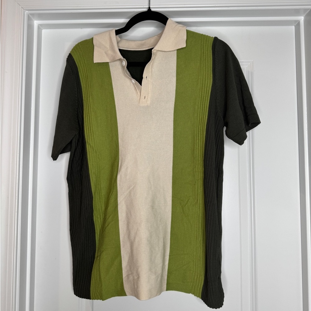 Men's Color Block Polo Shirt, Summer Casual Knitted Polo Shirt